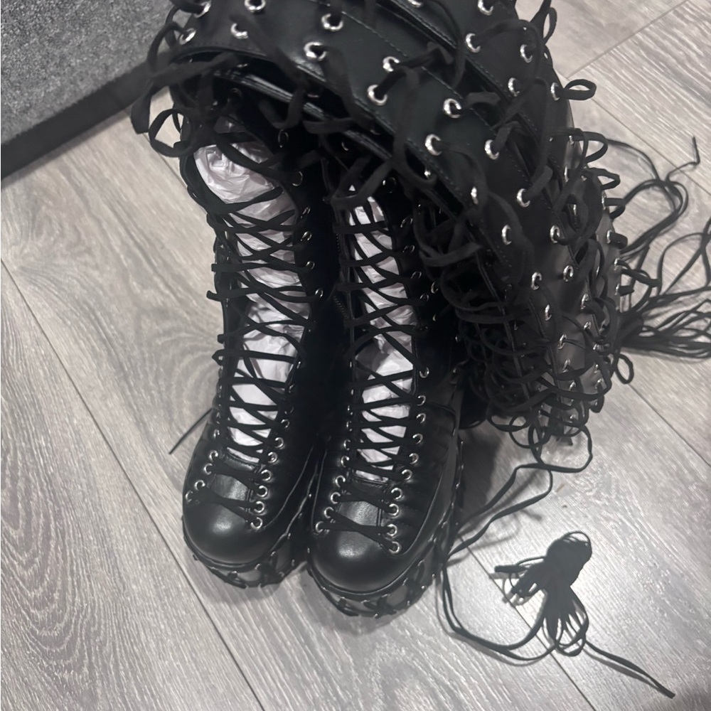 Dolls Kill/ Club EXX Black Lace-Up Women's Boots